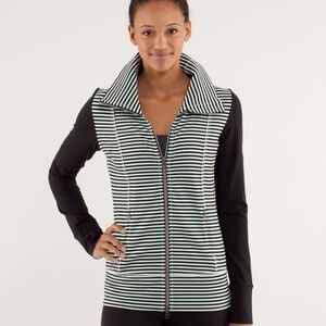 Lululemon Daily Yoga Jacket Classic Stripe Mint Moment Black / Black